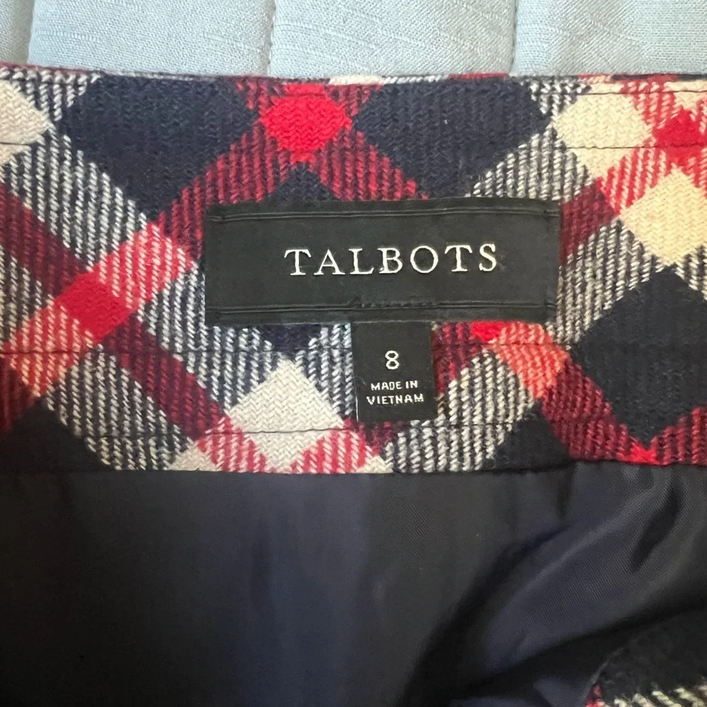 Talbots Plaid Wool Blend Lined Pencil Skirt